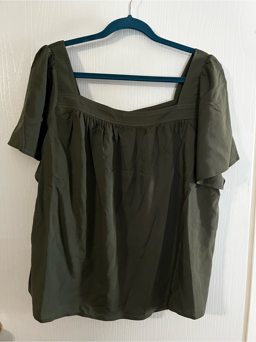 torrid Olive Square-Neck Short Sleeve Blouse